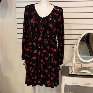 Torrid Floral Black and Red Women's Dress